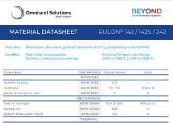 Rulon 142 Spec Sheet