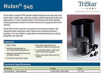 Rulon 945 Spec Sheet