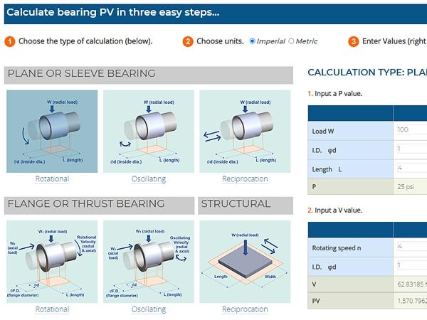 Bearing PV Calculator