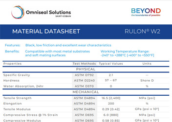 Rulon W2 Material Data