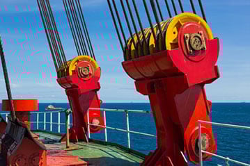 Crane cables and sheaves on an offshore barge